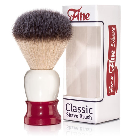 Fine 20mm 'Classic' Red/White Synthetic Shaving Brush - Shaving Station